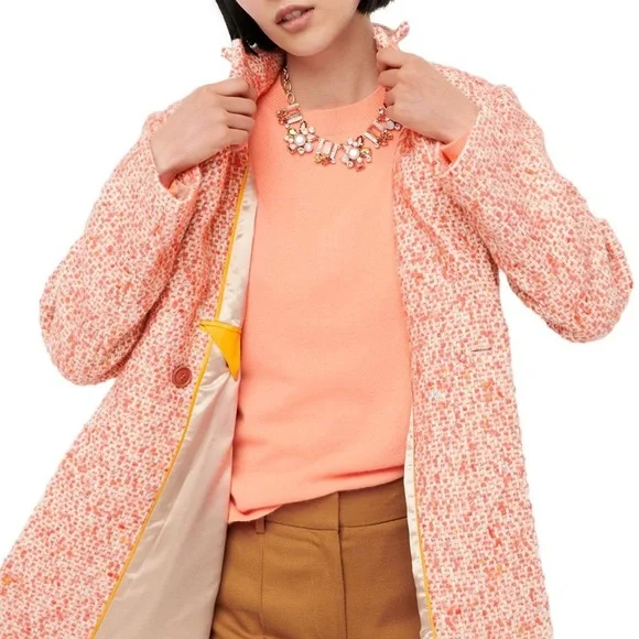 J Crew Tweed Daphne Topcoat Pink Multi Jackets Coats
